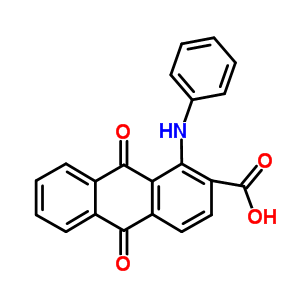 2-Anthracenecarboxylic acid, 9,10-dihydro-9,10-dioxo-1-(phenylamino)-Structure,81-79-8Structure 2-Anthracenecarboxylic acid, 9,10-dihydro-9,10-dioxo-1-(phenylamino)- Structure,81-79-8Structure