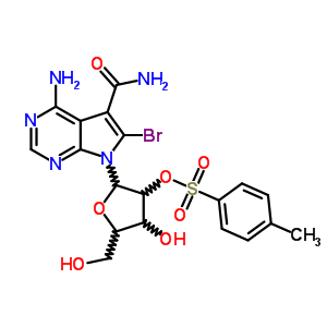 4-氨基-6-溴-7-[2-o-[(4-甲基苯基)磺?；鵠-b-d-呋核亞硝脲]-7H-吡咯并[2,3-d]嘧啶-5-羧酰胺結(jié)構(gòu)式_83379-26-4結(jié)構(gòu)式
