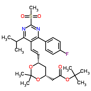 7-[4-(4-氟苯基)-6-異丙基-2-甲基磺?；奏?5-基]-(3R,5S)-異亞丙基-(E)-6-庚酸叔丁酯結(jié)構(gòu)式_849470-63-9結(jié)構(gòu)式