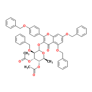 5,7-二-(芐氧基)-alpha-(4-(芐氧基)苯基)-3-[3,4-二-O-乙?；?alpha-O-乙?；?alpha-L-吡喃鼠李糖基氧基l]-4H-苯并吡喃-4-酮結(jié)構(gòu)式_849938-27-8結(jié)構(gòu)式