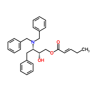 (2R,3S)-3-(二芐基氨基)-2-羥基-4-苯基丁基(2E)-2-戊烯酸酯結(jié)構(gòu)式_871948-96-8結(jié)構(gòu)式