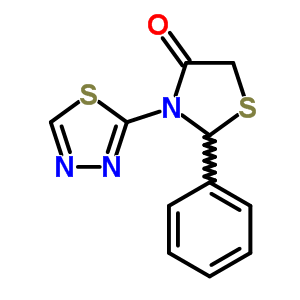 2-苯基-3-(1,3,4-噻二唑-2-基)噻唑啉-4-酮結(jié)構(gòu)式_91260-03-6結(jié)構(gòu)式