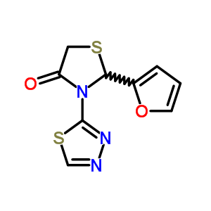 2-(2-呋喃基)-3-(1,3,4-噻二唑-2-基)噻唑啉-4-酮結(jié)構(gòu)式_91260-08-1結(jié)構(gòu)式