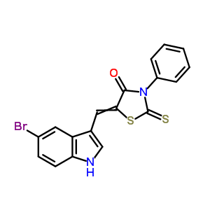 5-[(5-溴-1H-吲哚-3-基)亞甲基]-3-苯基-2-硫氧代-4-噻唑啉酮結(jié)構(gòu)式_93657-40-0結(jié)構(gòu)式